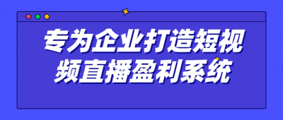 专为企业打造短视频直播盈利系统